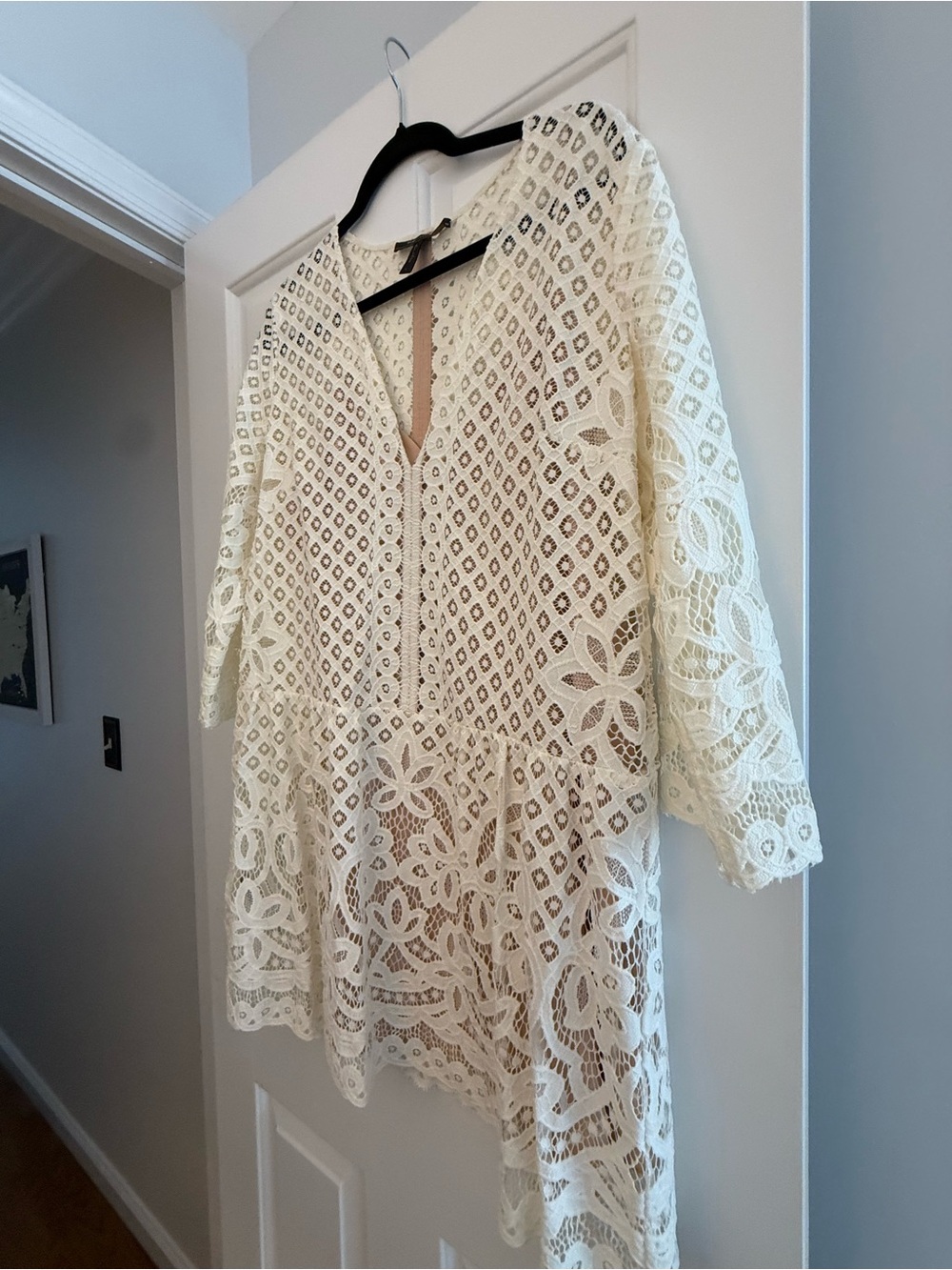 BCBGMaxAzria Cream Crochet Lace Dress